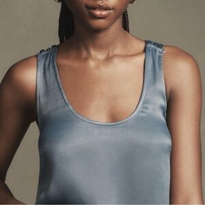 Anthropologie Blue Satin Chemise